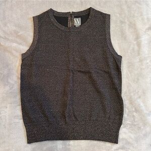 Worthington black and bronze metallic sweater vest size small
